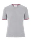 Thom Browne Stripe Logo T-shirt In Gray