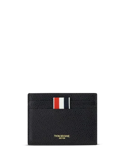 Thom Browne Pebble Grain Leather Cardholder In Black