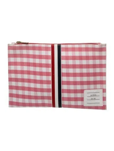 Pre-owned Thom Browne Canvas Clutch In Pink