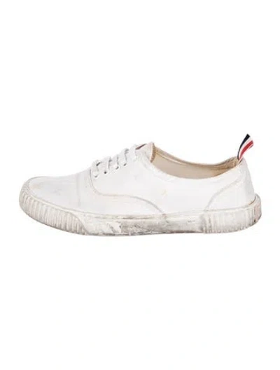 Pre-owned Thom Browne Canvas Grosgrain Trim Sneakers In White