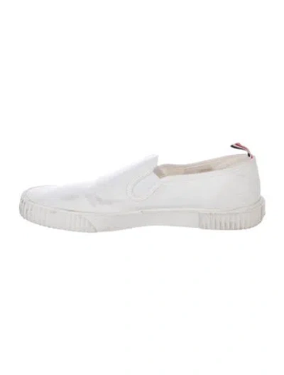 Pre-owned Thom Browne Canvas Loafers In White