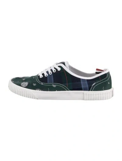 Pre-owned Thom Browne Canvas Plaid Print Sneakers In Multi