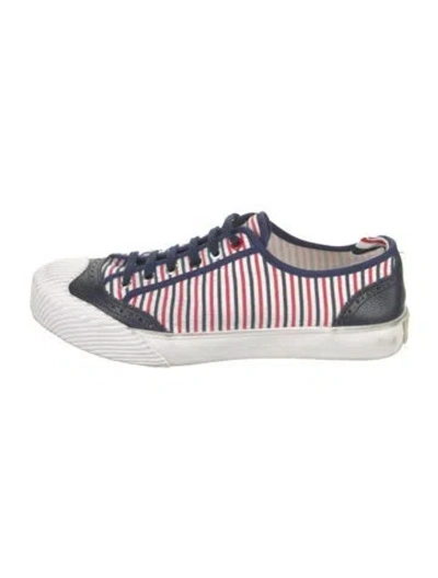Pre-owned Thom Browne Canvas Printed Sneakers In White