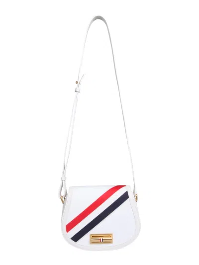 Thom Browne Canvas Saddle Shoulder Handbag - Mini Size In White