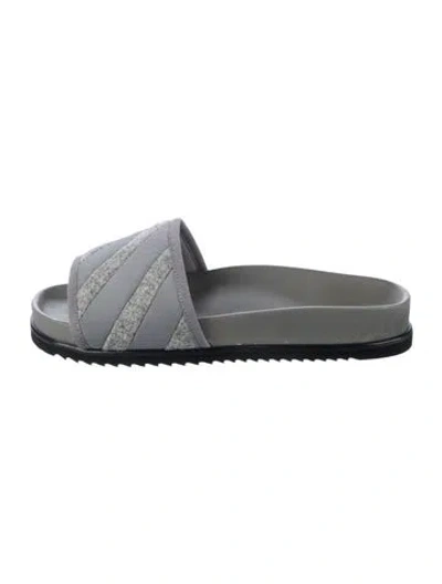 Pre-owned Thom Browne Canvas Striped Slides In Grey