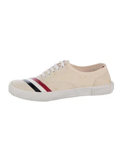 Pre-owned Thom Browne Canvas Striped Sneakers In Neutrals