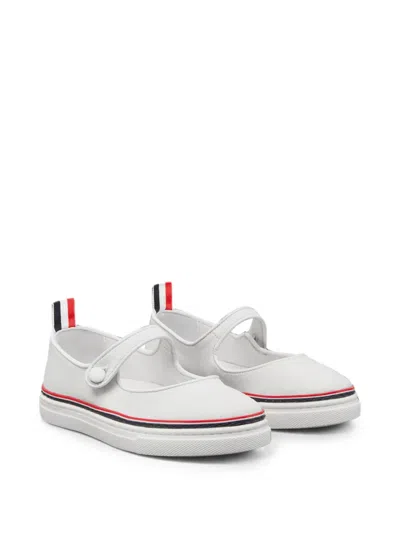 Thom Browne Kids' 캔버스 테니스 메리 제인 슈즈 In White