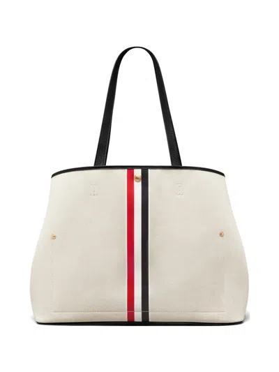 Thom Browne Canvas Tote Bag In Neutrals