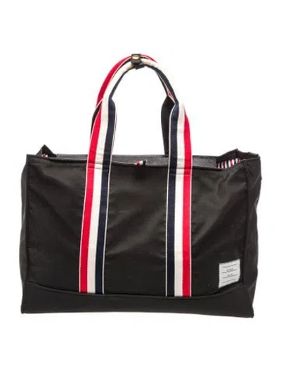 Pre-owned Thom Browne Canvas Weekender Bag In Black