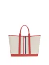 Thom Browne Medium Tool Tote With Leather Handle In Red