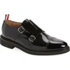 Thom Browne Almond Toe Lace-up Shoes With Rubber Sole In Black