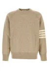 Thom Browne 4 Bar Stripe Shetland Wool Sweater In Brown