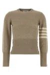 Thom Browne Wool Sweater With Crew Neck And Stripes In Neutral