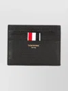 Thom Browne Double Sided Card Holder With Rwb Gg Tab In Pebble Grain Leather Accessories