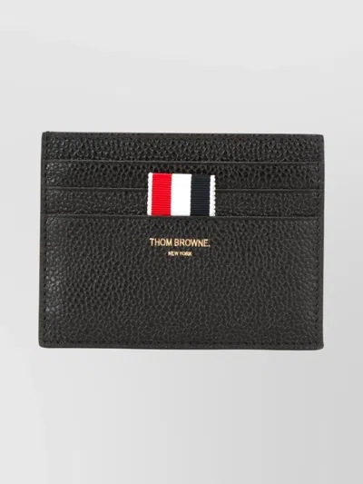 THOM BROWNE CARD HOLDER AND NOTE COMPARTMENT PEBBLE LEATHER