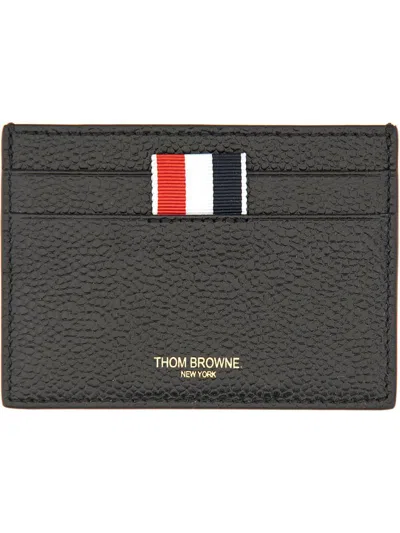 Thom Browne Card Holder With Logo In Gray