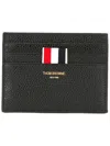 Thom Browne Double Sided Card Holder With Rwb Gg Tab In Pebble Grain Leather Accessories In Black