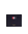 Thom Browne Pebble Grain Leather Cardholder In Black