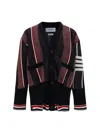 Thom Browne Man Cardigan Black Size 5 Merino Wool In 001