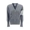 Thom Browne Grey 4-bar Stripe Knit Cardigan In Gray