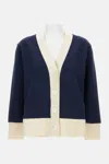Thom Browne Contrasting-trim V-neck Cardigan In Blue