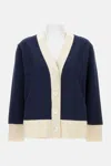 Thom Browne Contrasting-trim V-neck Cardigan In Blue