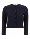 Thom Browne Cropped Black Cardigan With Button Anchor Motifs
