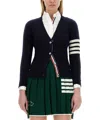 Thom Browne Fitted Cashmere Cardigan With Contrasting Stripes In Green