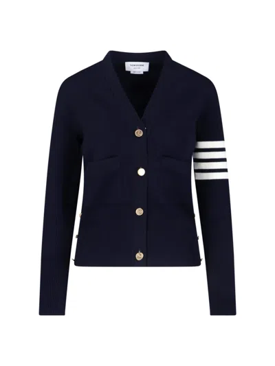Thom Browne Cardigan "4 Bar" In Blue