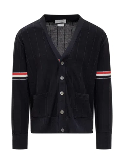 Thom Browne Cardigan 4-bar Striped Pattern In Blue