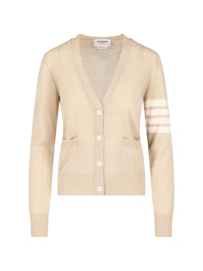 Thom Browne Cardigan "4-bar" In Beige