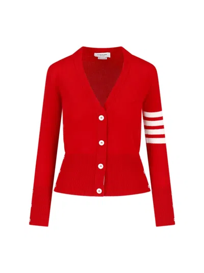 Thom Browne Cardigan "4-bar" In Rot