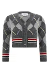 Thom Browne Cardigan Argyle Sweaters And Cardigans Gray In Gray