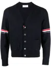 Thom Browne Milano Stitch V-neck Cardigan W Rwb Str Mkc310ay3007 415 In Blue