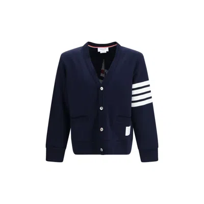 Thom Browne 4 Bar Honeycomb Knit Cardigan In Black