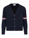 Thom Browne Rib Stitch Wool Cardigan In Blue