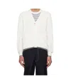 Thom Browne 4-bar Open-knit Cardigan In White
