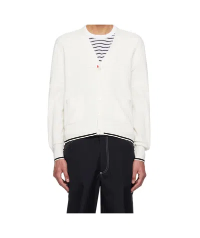 Thom Browne 4-bar Open-knit Cardigan In White
