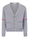 Thom Browne V-neck Cardigan In Grey