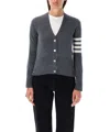Thom Browne 4-bar Classic V-neck Cardigan In Grey