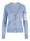 Thom Browne Virgin Wool Cardigan 4-bar In Blue