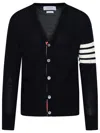 Thom Browne 4-bar Cotton Cardigan For In Navy