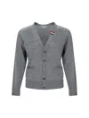 Thom Browne Wool Cardigan In Lt Grey