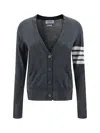 Thom Browne Women Merino Wool Cardigan In Med Grey