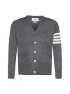 Thom Browne Cashmere Cardigan With Grosgrain Ribbon Trim In Med Grey