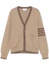 Thom Browne Brown Milano Stitch 4-bar V-neck Cardigan In Green
