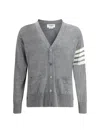 Thom Browne Man Cardigan Grey Size 4 Virgin Wool In Pale Grey