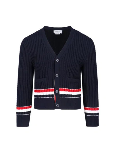 Thom Browne Cardigan Rwb In Blue