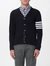 Thom Browne Black Merino Wool 4-bar Classic V-neck Cardigan In Black