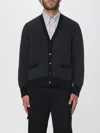 Thom Browne Knitwear With Front Pockets And Ribbed Finish In Blue